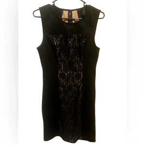 BCBG Maxazria Women’s Sleeveless Black Lace Sheath Center Dress Sz M